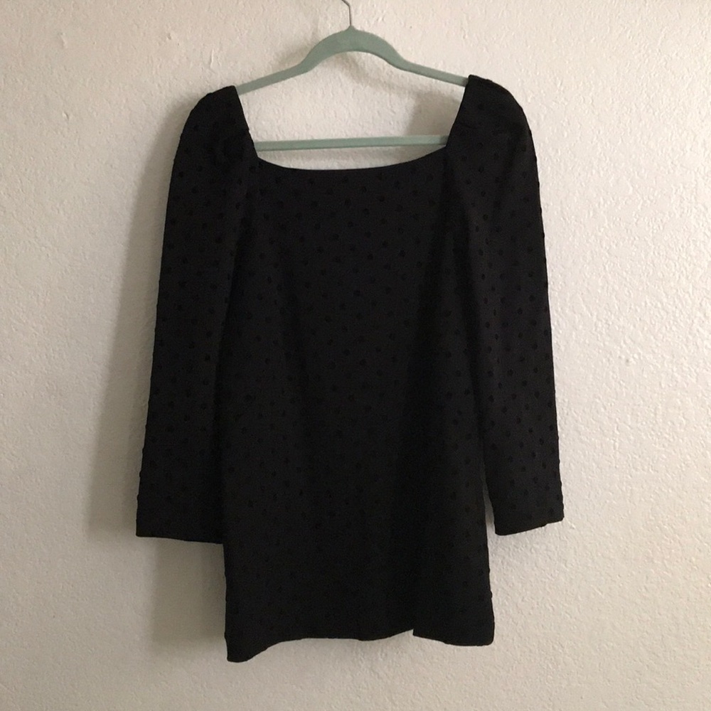 Black top with velvet polka dots